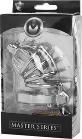 Master Series Stainless Steel Chastity Cage With Silicone Urethral Plug Male Chastity
